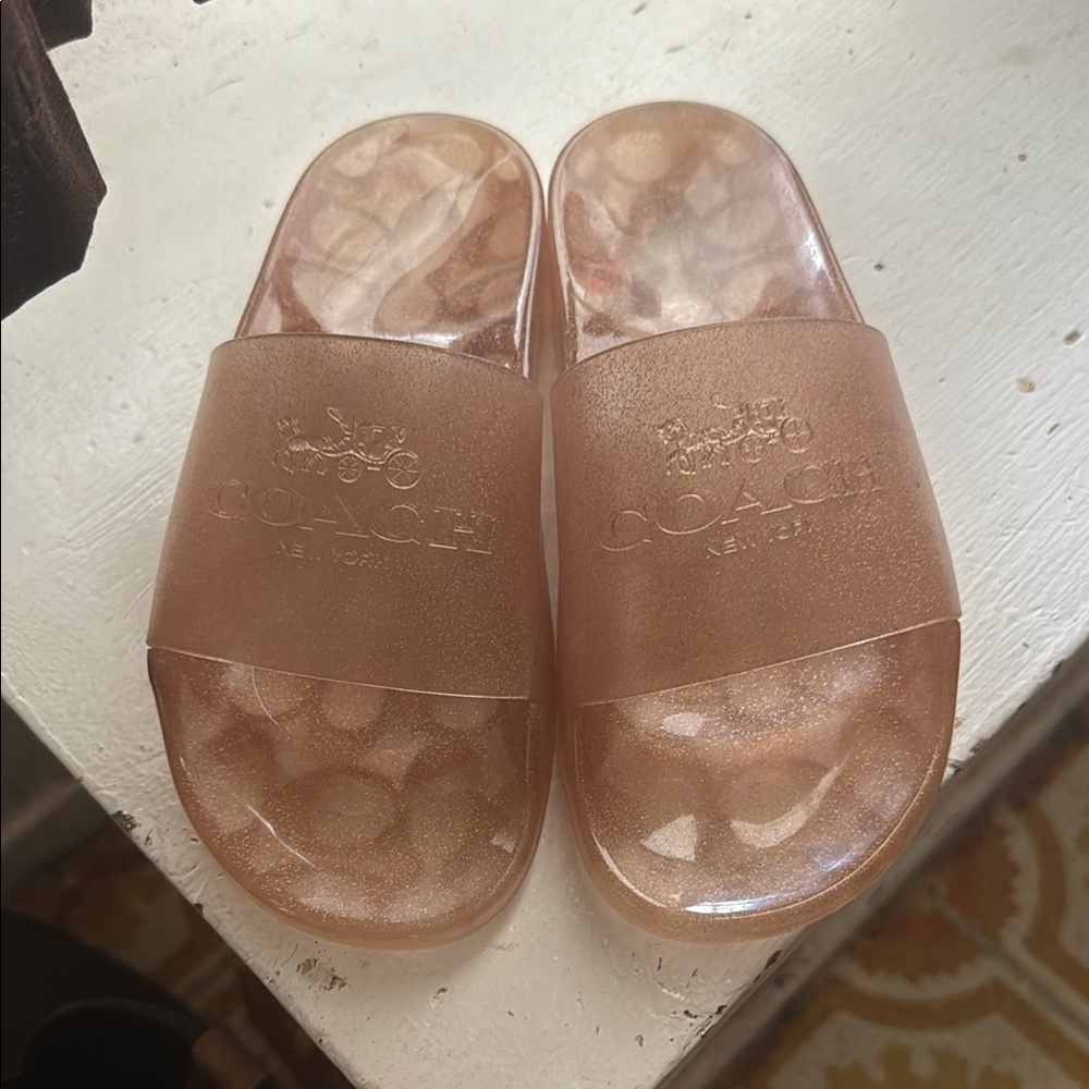 Coach Metallic Rose Slides